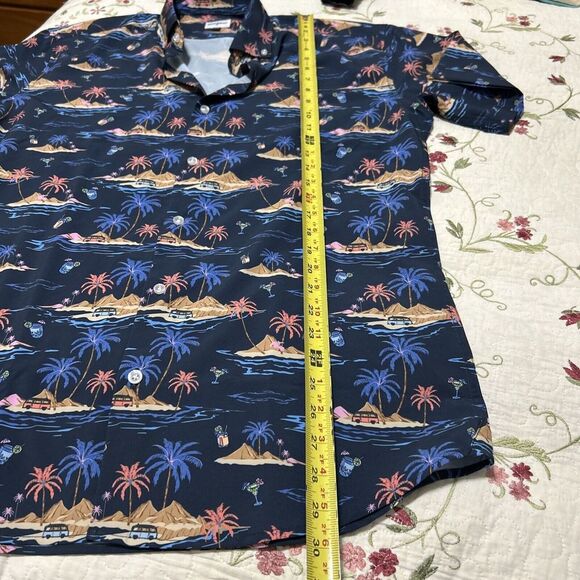 Buoy Boat Blue Men's Short Sleeve Button Shirt Hula Hawaiian Large - Picture 8 of 12